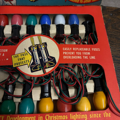 Vintage NOMA Safety Plug Outdoor 15 Christmas Lights in Original Box