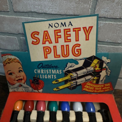 Vintage NOMA Safety Plug Outdoor 15 Christmas Lights in Original Box