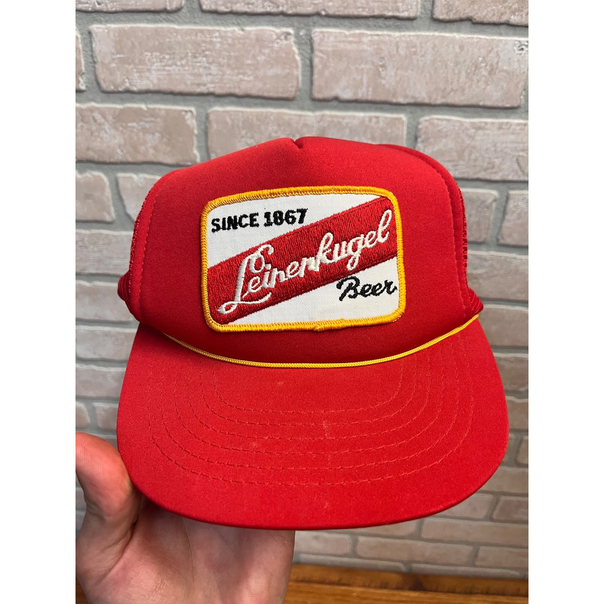 Vintage Leinenkugel Beer Since 1867 Red Foam & Mesh Snapback Ball Cap Breweriana Advertising Chippewa Falls, WI