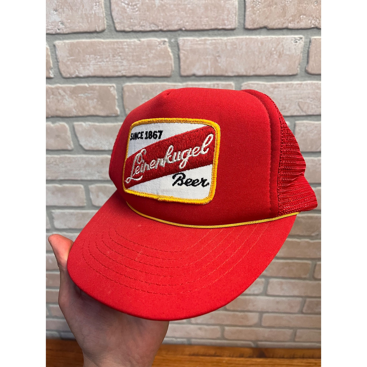 Vintage Leinenkugel Beer Since 1867 Red Foam & Mesh Snapback Ball Cap Breweriana Advertising Chippewa Falls, WI