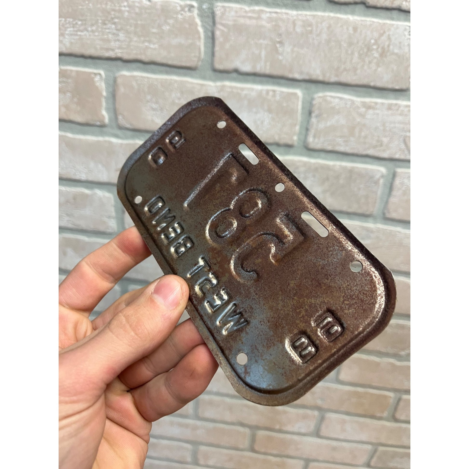 Vintage Wisconsin Bicycle Bike License Plate Embossed West Bend 1989-1990