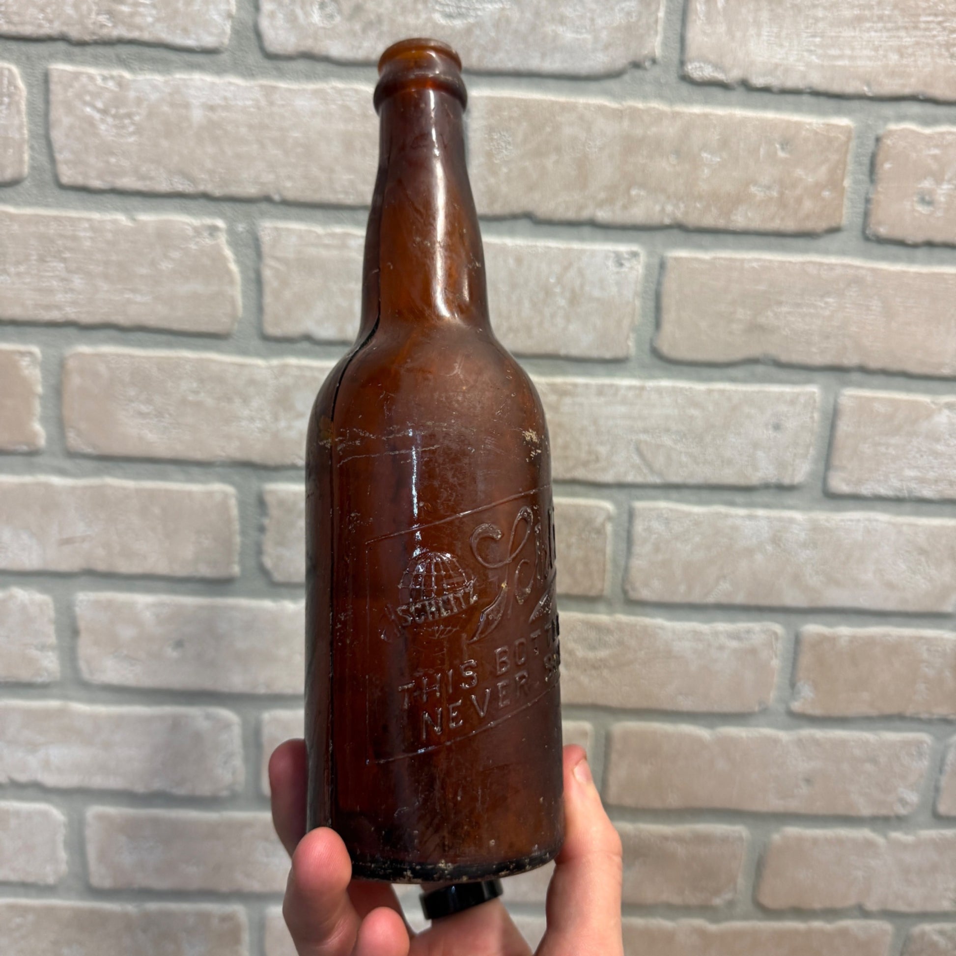 Pre-Pro Schlitz Brewing Company Milwaukee Vintage Amber Beer Bottle Wis - Globe