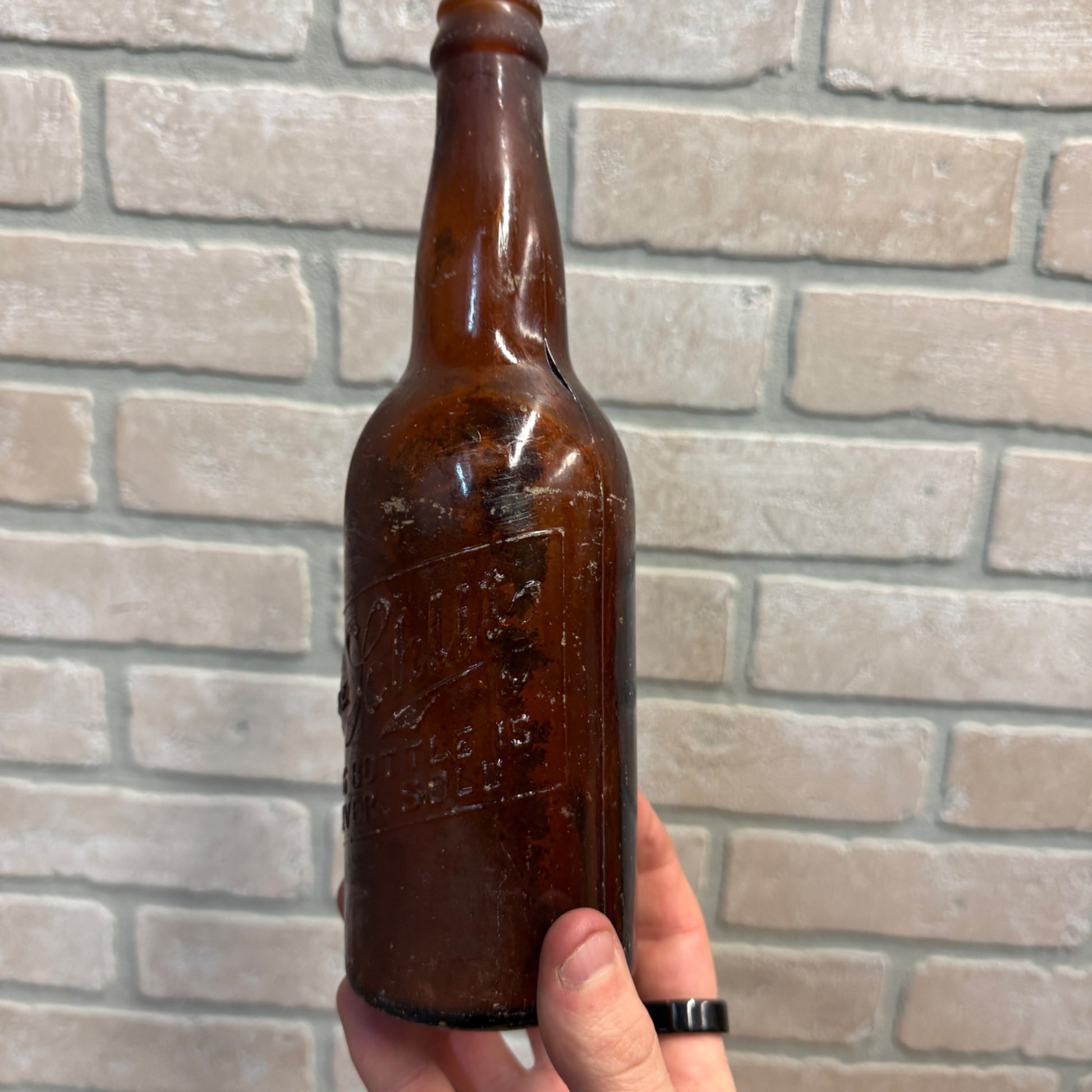 Pre-Pro Schlitz Brewing Company Milwaukee Vintage Amber Beer Bottle Wis - Globe