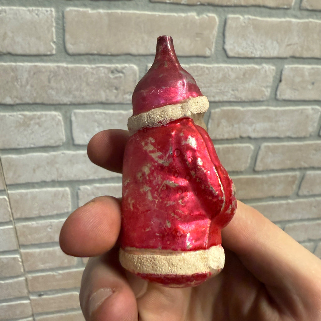 Original Early Santa Claus W/ Tree Christmas Ornament Mercury Glass Painted