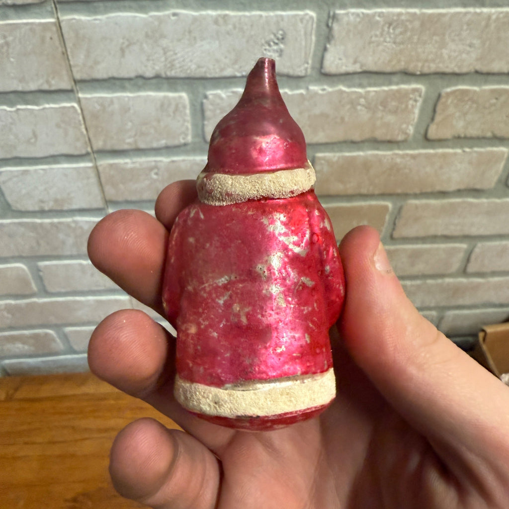 Original Early Santa Claus W/ Tree Christmas Ornament Mercury Glass Painted