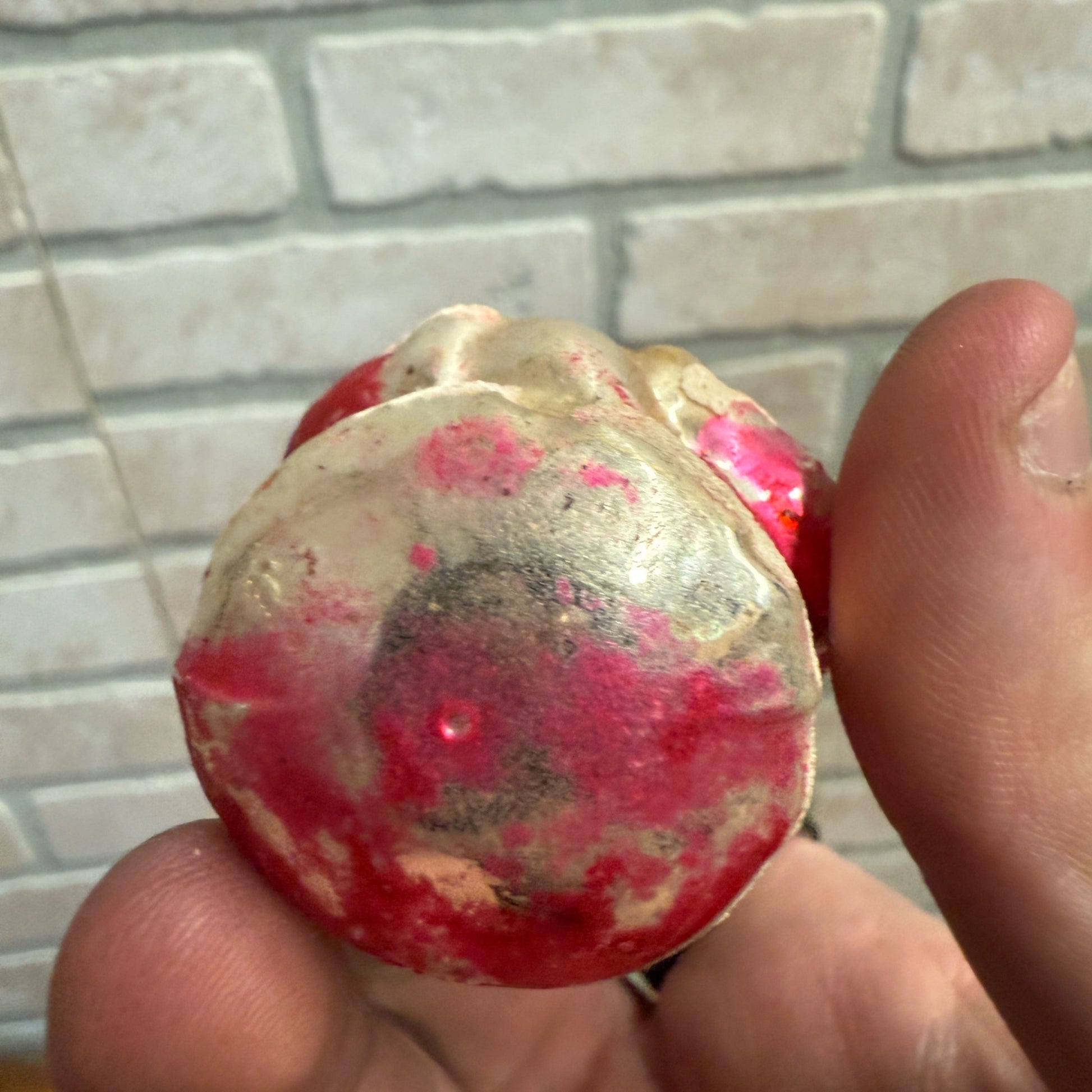 Original Early Santa Claus W/ Tree Christmas Ornament Mercury Glass Painted