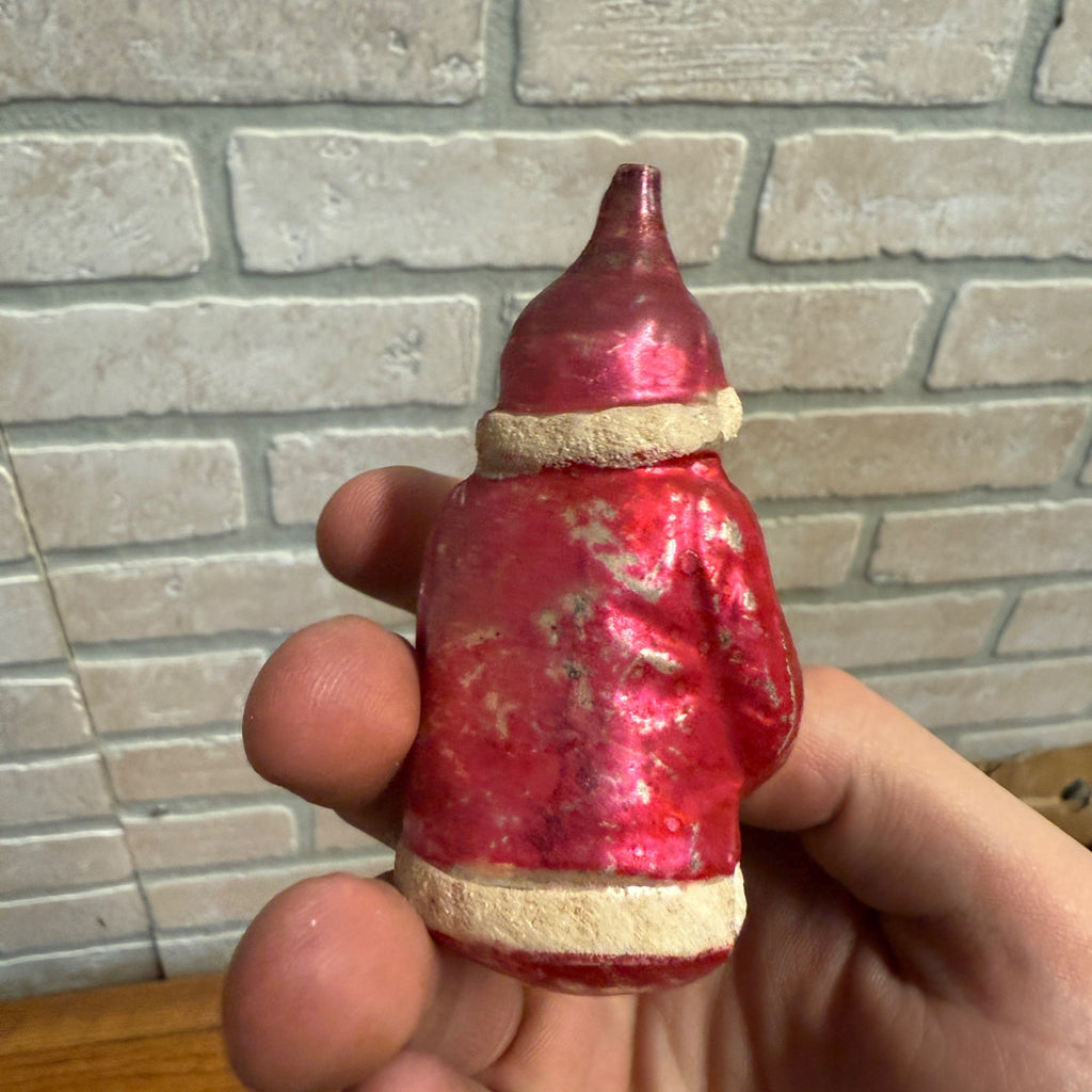 Original Early Santa Claus W/ Tree Christmas Ornament Mercury Glass Painted