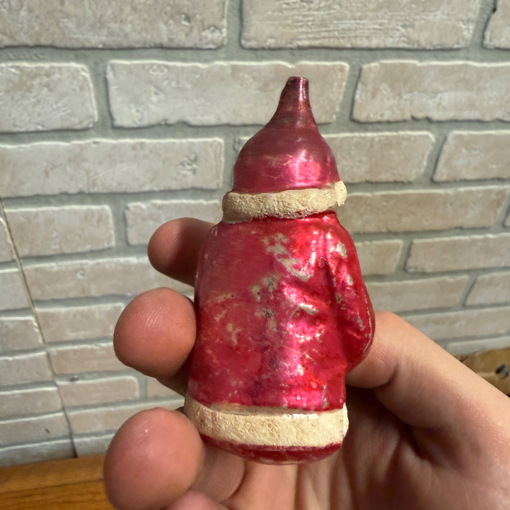 Original Early Santa Claus W/ Tree Christmas Ornament Mercury Glass Painted