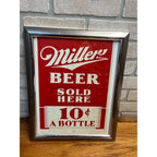 Vintage 1940s Miller Beer Milwaukee Paper Advertising Sign Poster Bar 10 Cents