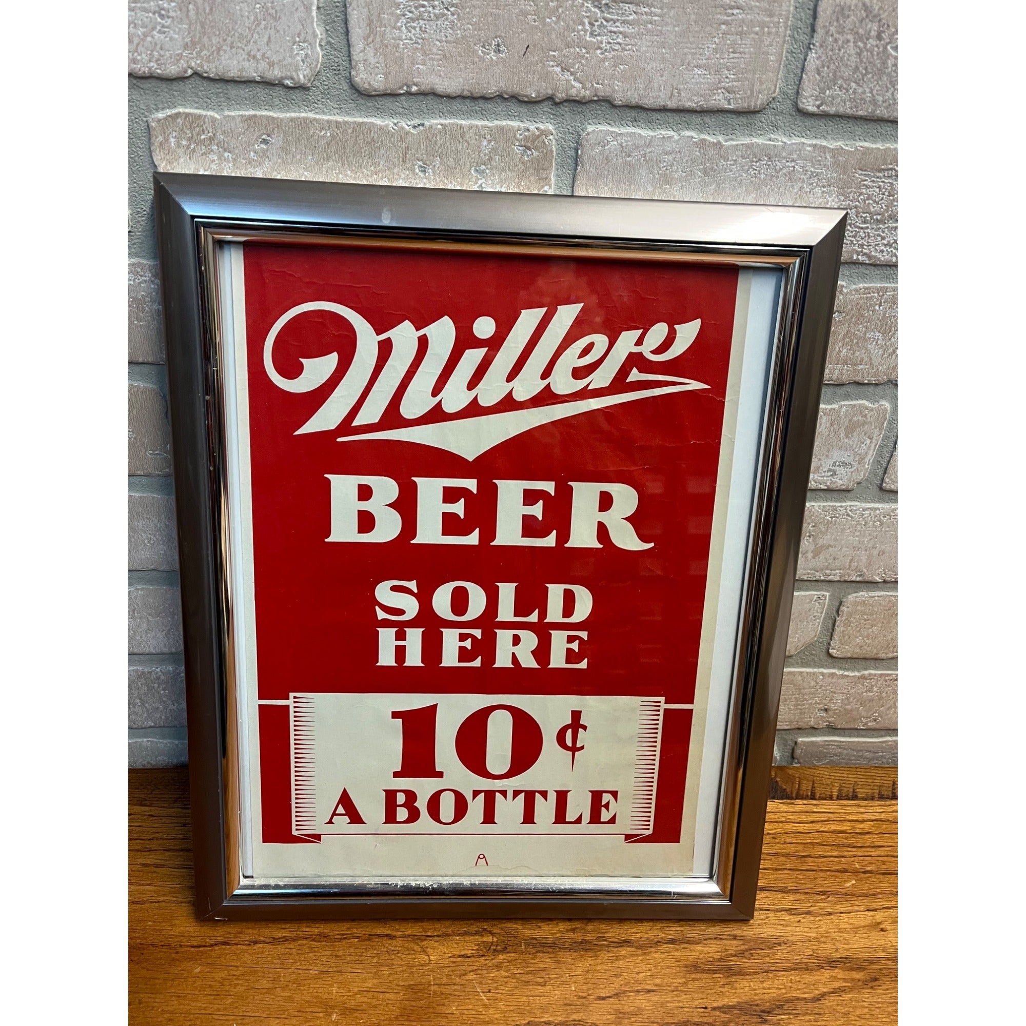 Vintage 1940s Miller Beer Milwaukee Paper Advertising Sign Poster Bar 10 Cents