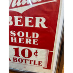 Vintage 1940s Miller Beer Milwaukee Paper Advertising Sign Poster Bar 10 Cents