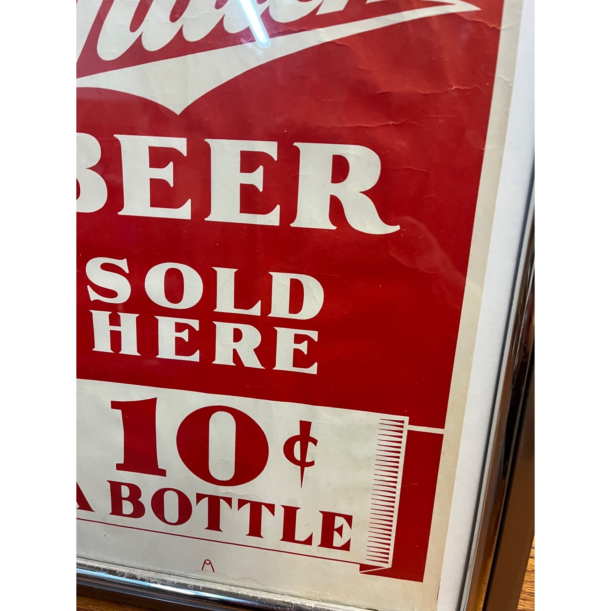 Vintage 1940s Miller Beer Milwaukee Paper Advertising Sign Poster Bar 10 Cents