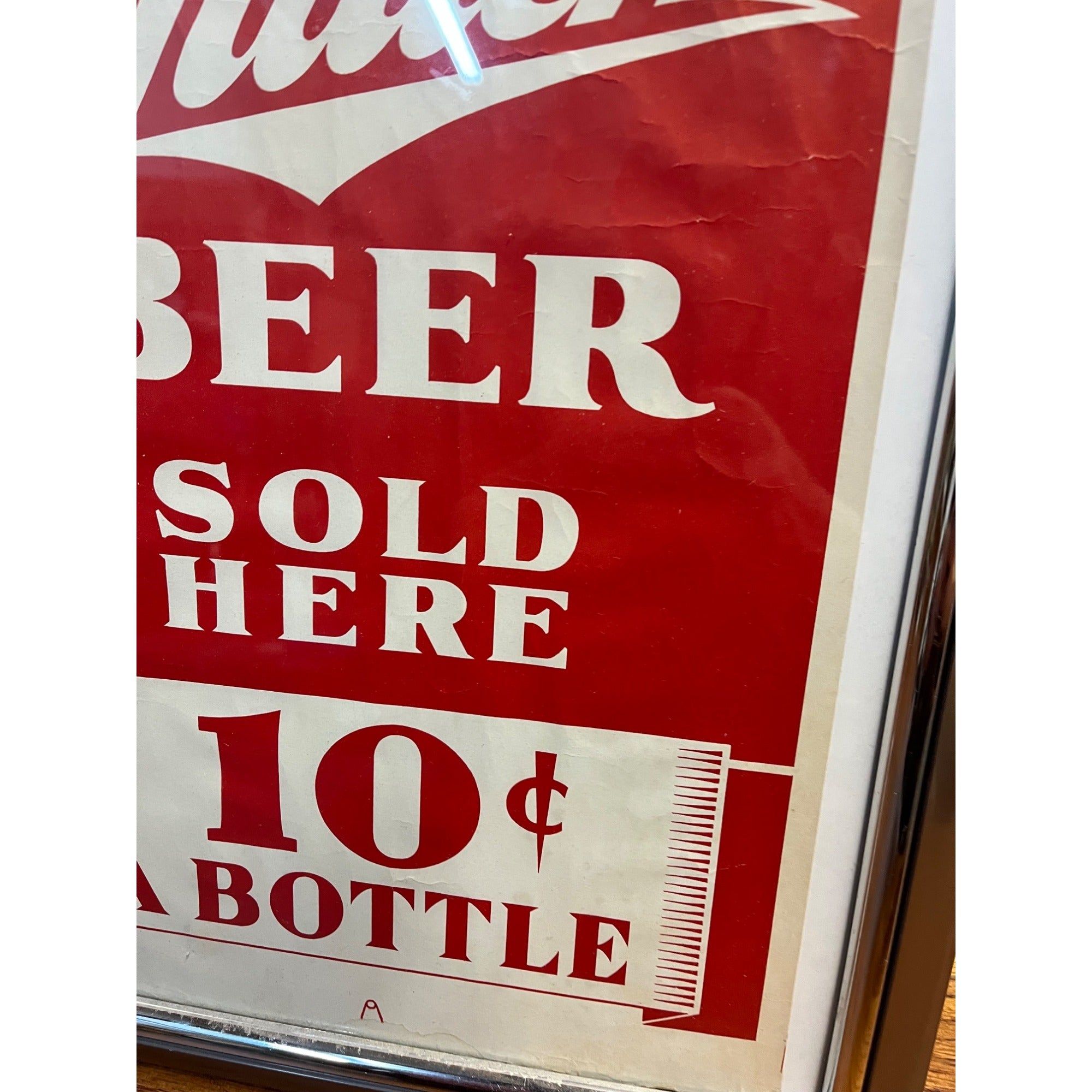 Vintage 1940s Miller Beer Milwaukee Paper Advertising Sign Poster Bar 10 Cents