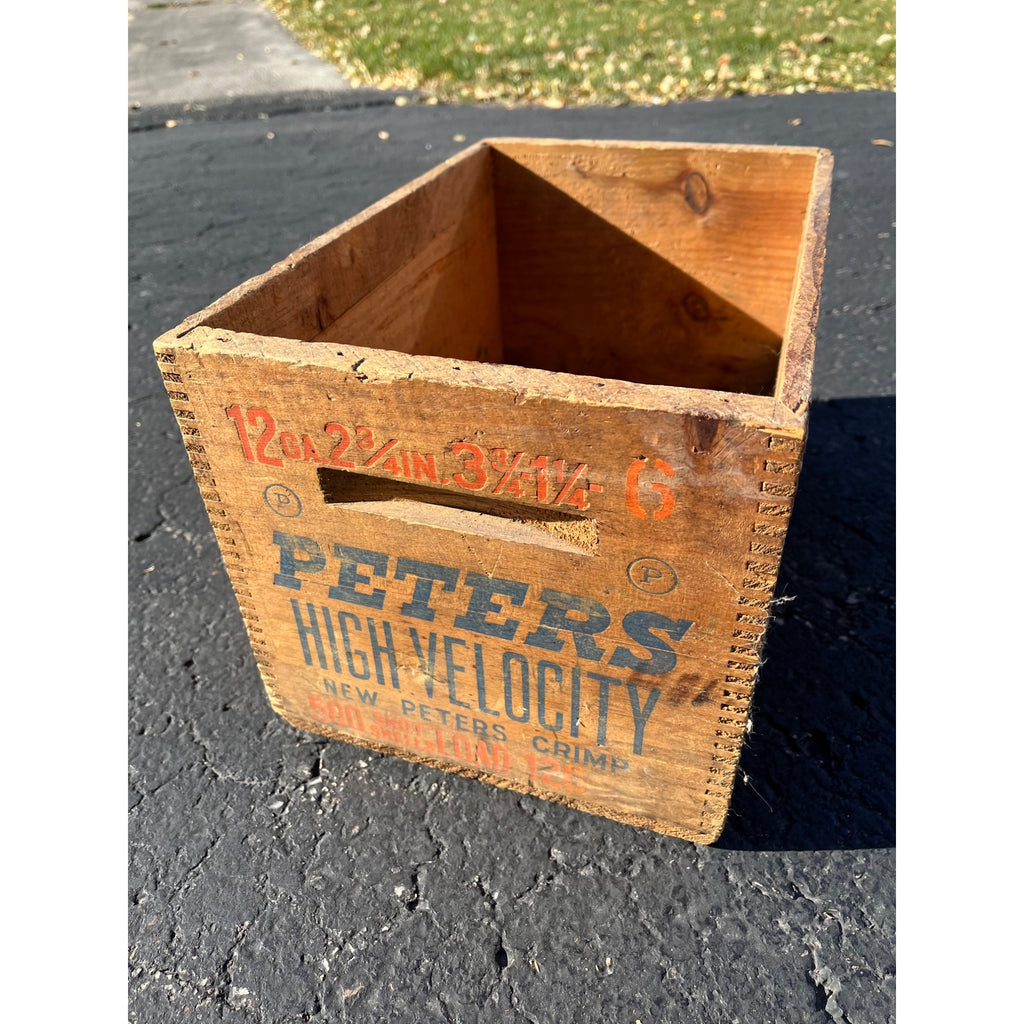 Vintage Peters High Velocity Shot Shells Wooden Ammo Crate Case Box 12ga Shotgun
