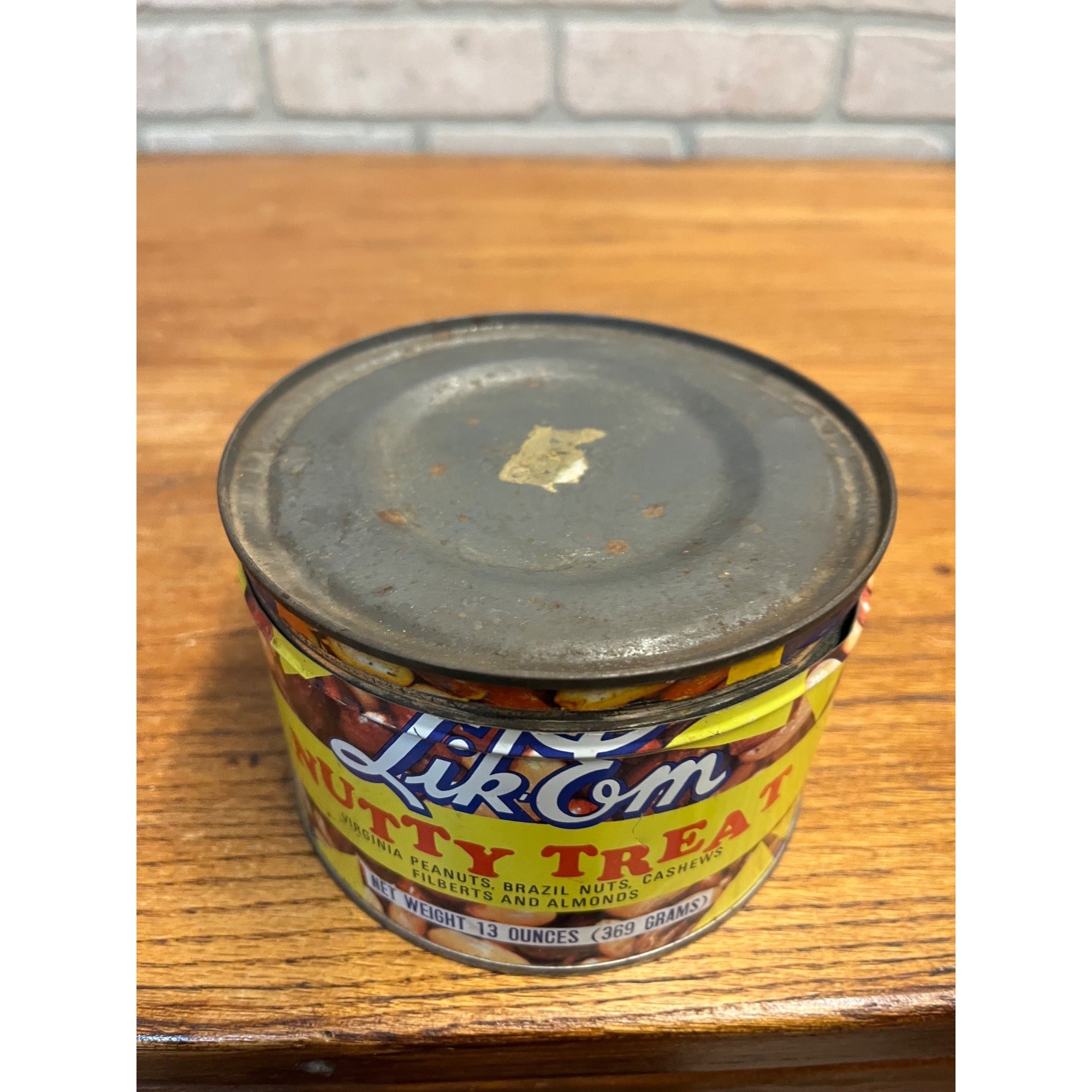 Vintage Lik Em Mix Nuts Peanut Tin 13 Oz Can Pittsburgh Snax Co Empty Keywind