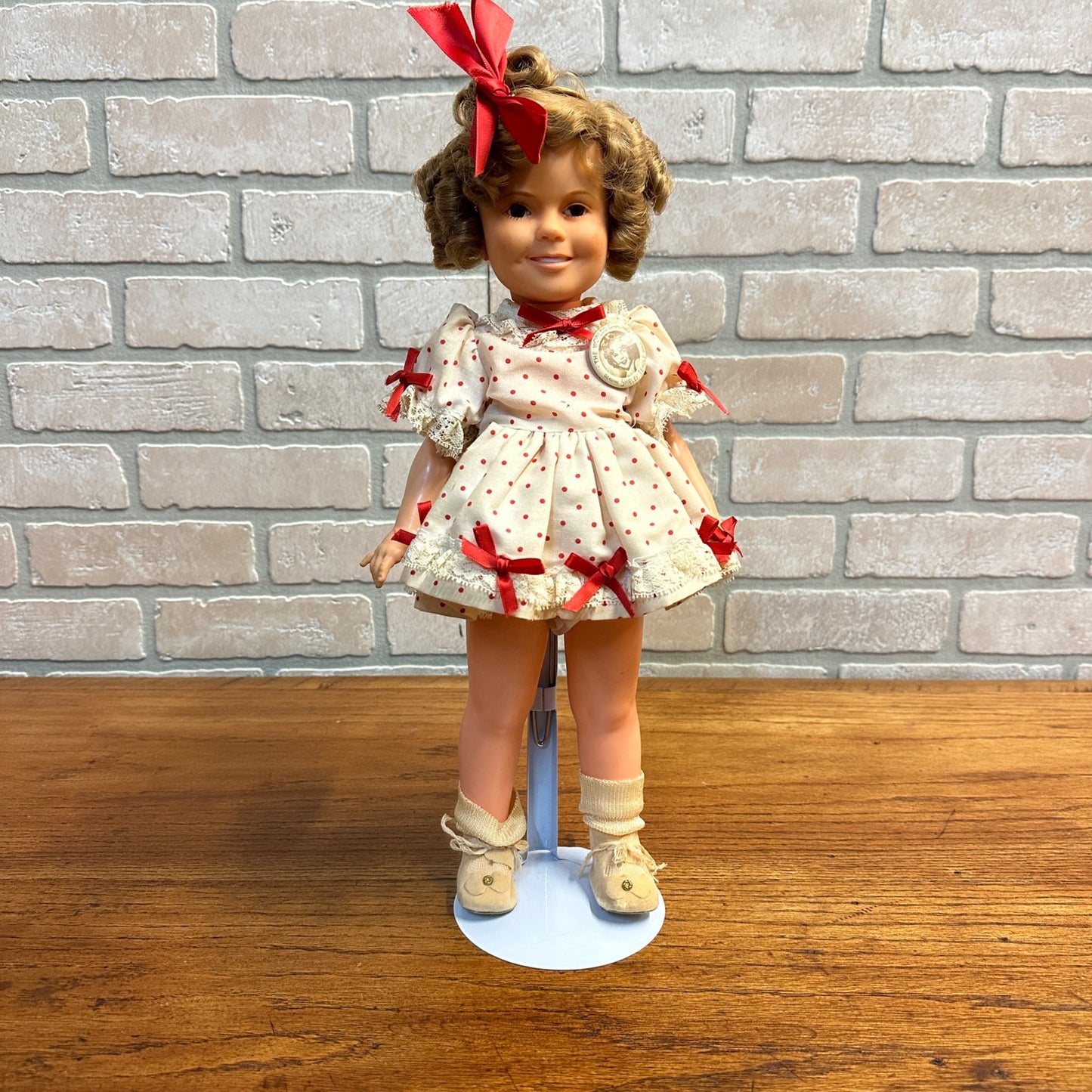 Vintage 1972 Shirley Temple IDEAL Doll w/ Polka Dot Dress Original Pin