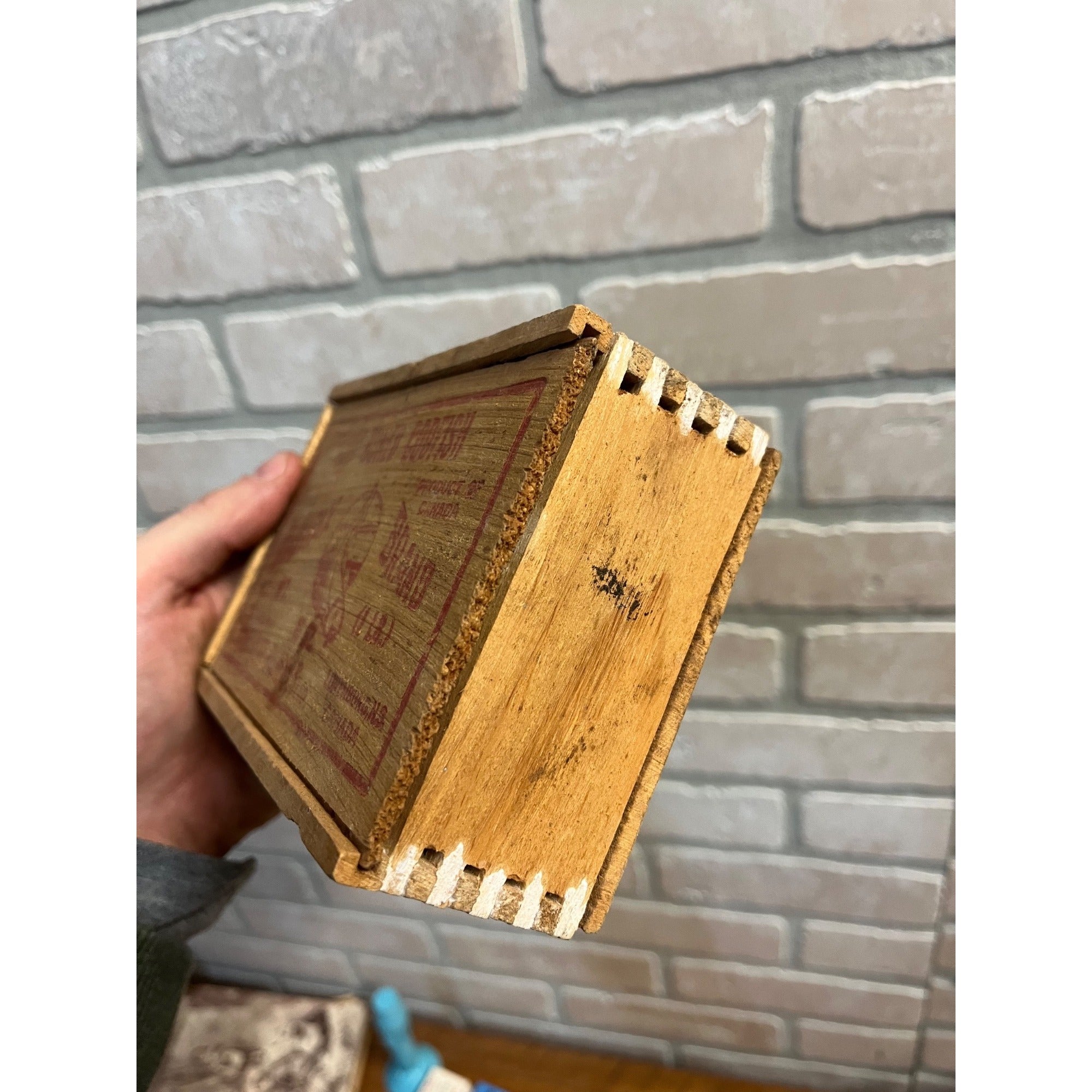 Vintage Halifax Brand Selected Boned Salt Codfish Wooden Box Slide Top