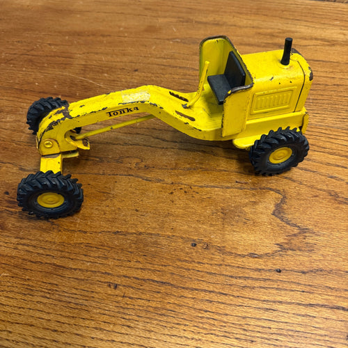 "Tonka Road Grader Truck - Yellow - Steel 10"" Long Vintage Used