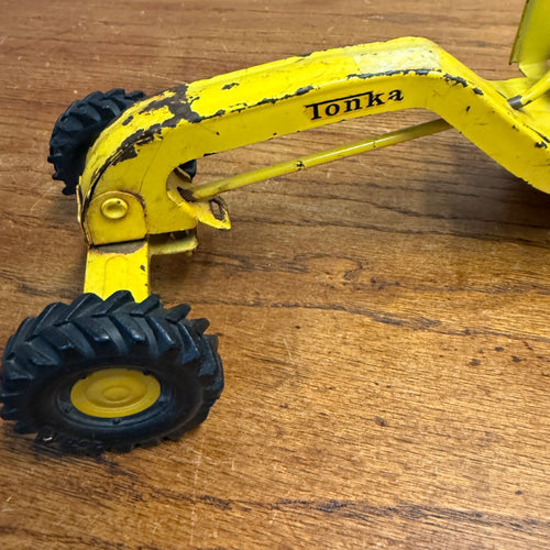 "Tonka Road Grader Truck - Yellow - Steel 10"" Long Vintage Used