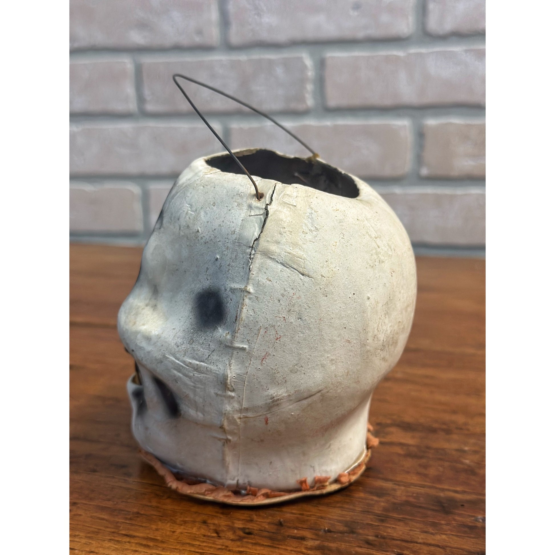 Antique 1920s Halloween Paper Mache Skull Skeleton Lantern German Original!