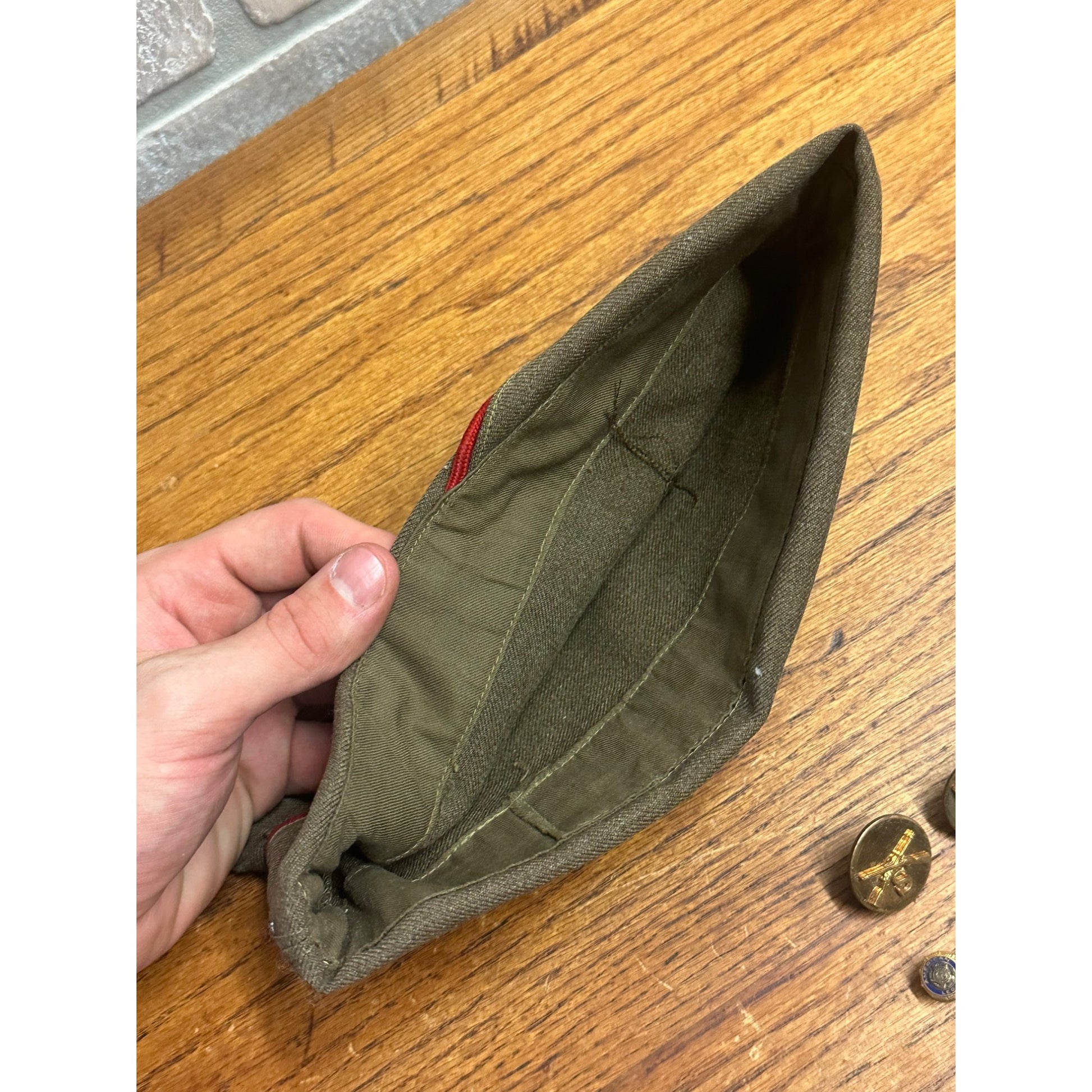 Vintage WWII Era Garrison Cap & Service Medals, Pins, Ribbons, Badges