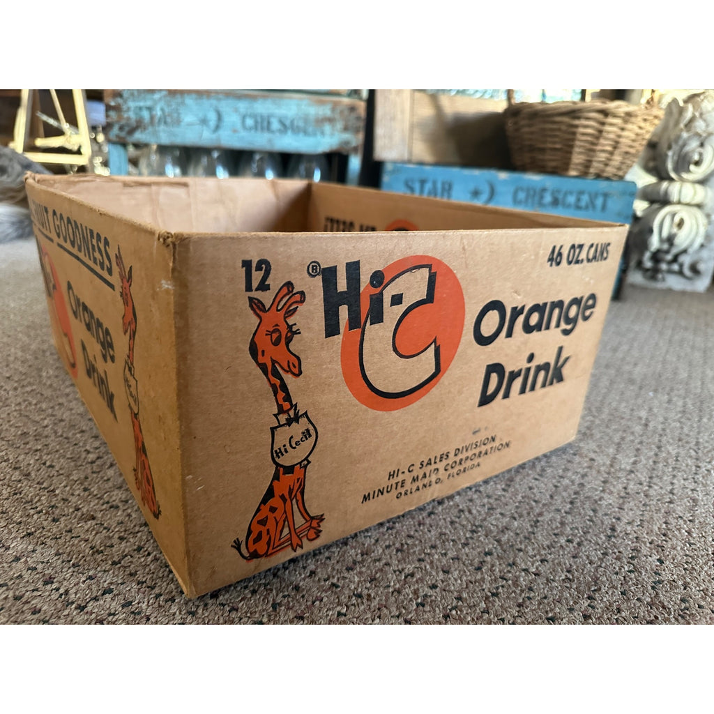 Vintage 1950s Hi-C Orange Drink Soda Cardboard Box Crate Hi Cecil