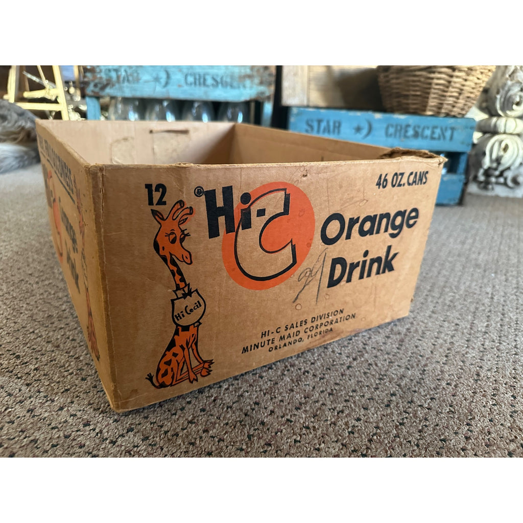 Vintage 1950s Hi-C Orange Drink Soda Cardboard Box Crate Hi Cecil