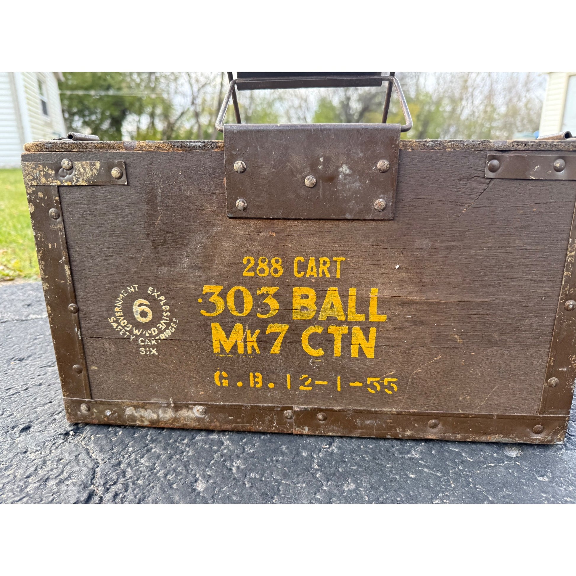 Vintage RARE British RAF 288 Cart 303 Ball Mk7 CTN Wooden Ammo Box Wood