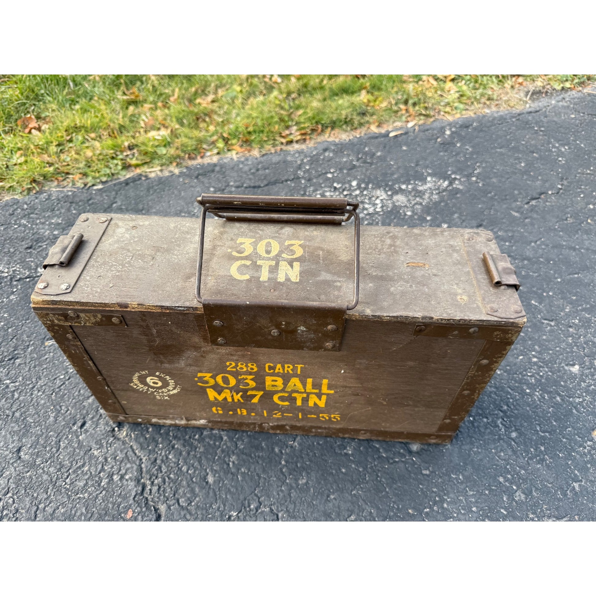 Vintage RARE British RAF 288 Cart 303 Ball Mk7 CTN Wooden Ammo Box Wood
