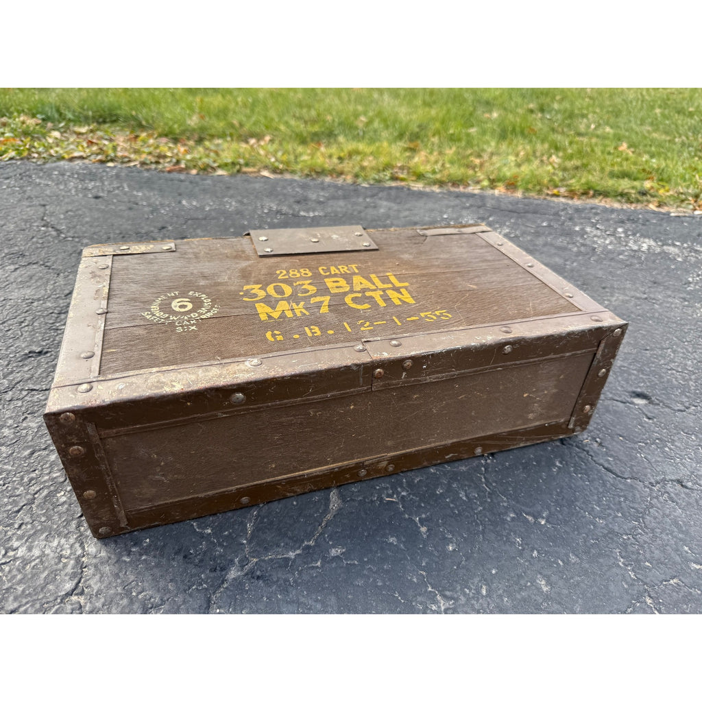 Vintage RARE British RAF 288 Cart 303 Ball Mk7 CTN Wooden Ammo Box Wood