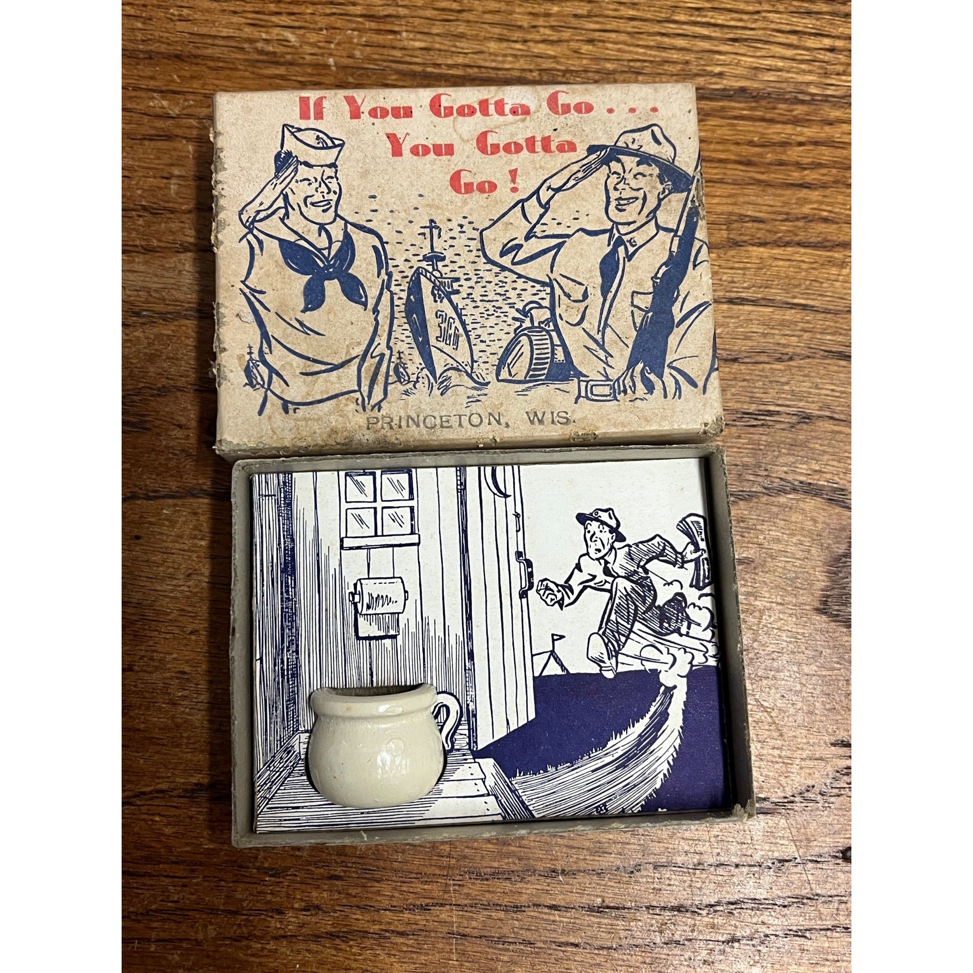Vintage 1941 H. Fishlove & CO #749 WWII Army Navy Miniature Wooden Chamber Pot