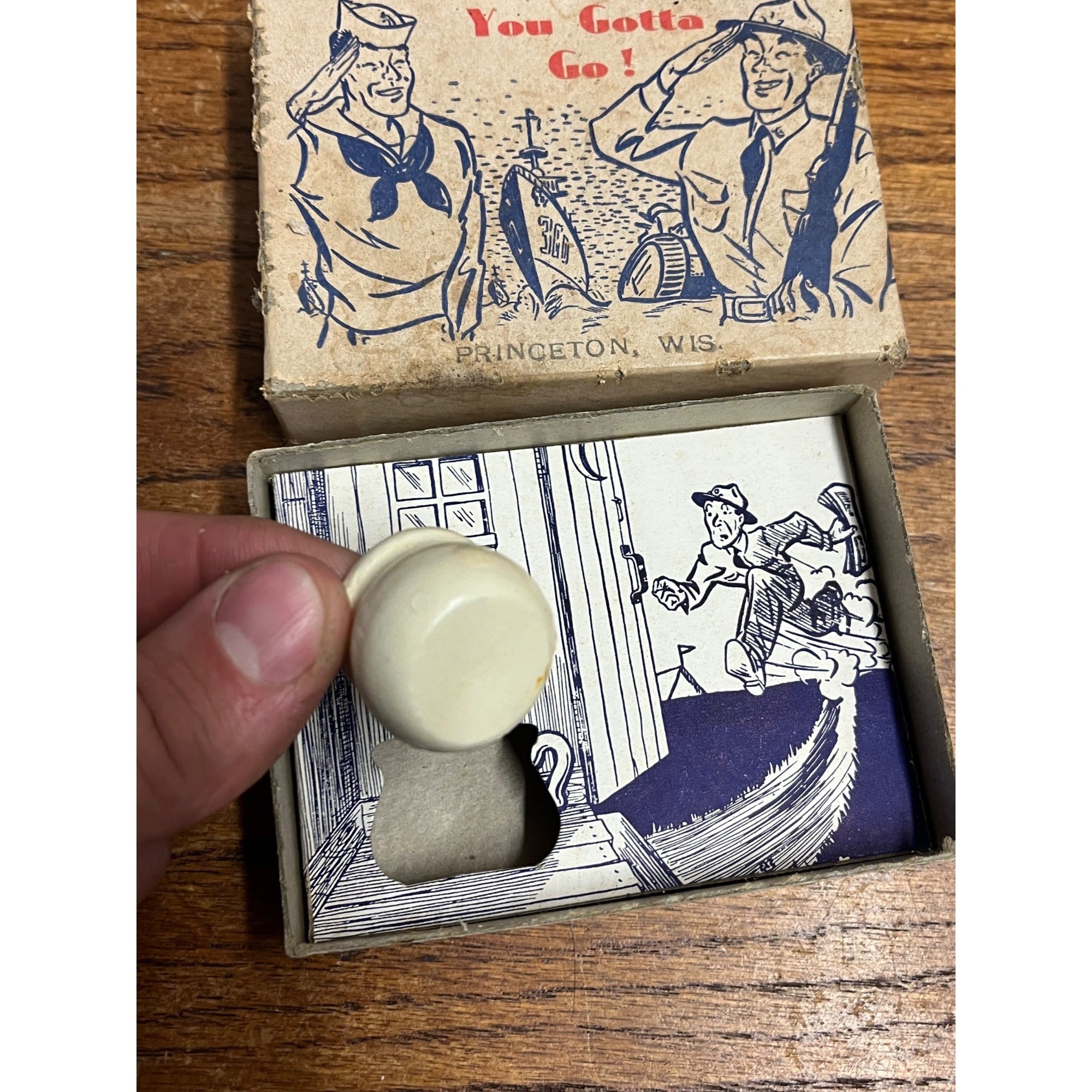 Vintage 1941 H. Fishlove & CO #749 WWII Army Navy Miniature Wooden Chamber Pot