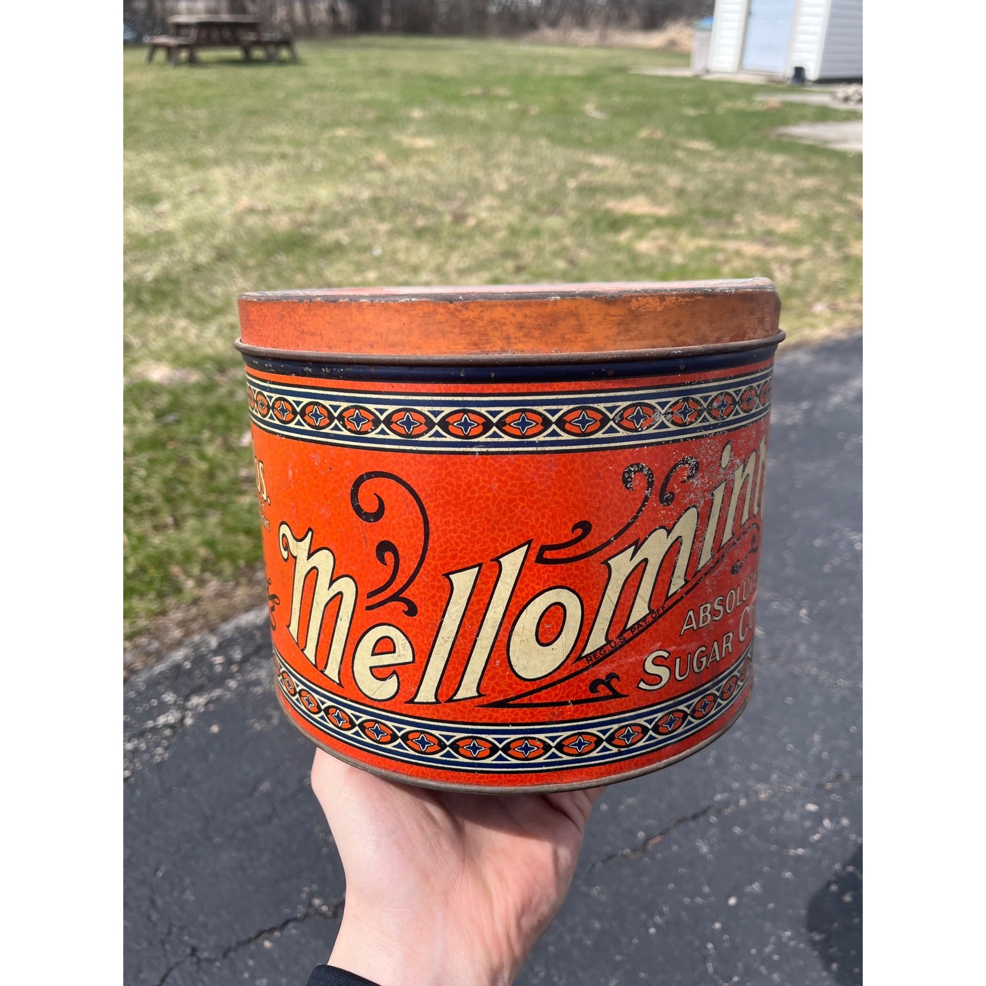Vintage Mellomints 5lb Candy Tin - Brandle & Smith - Philadelphia PA Advertising