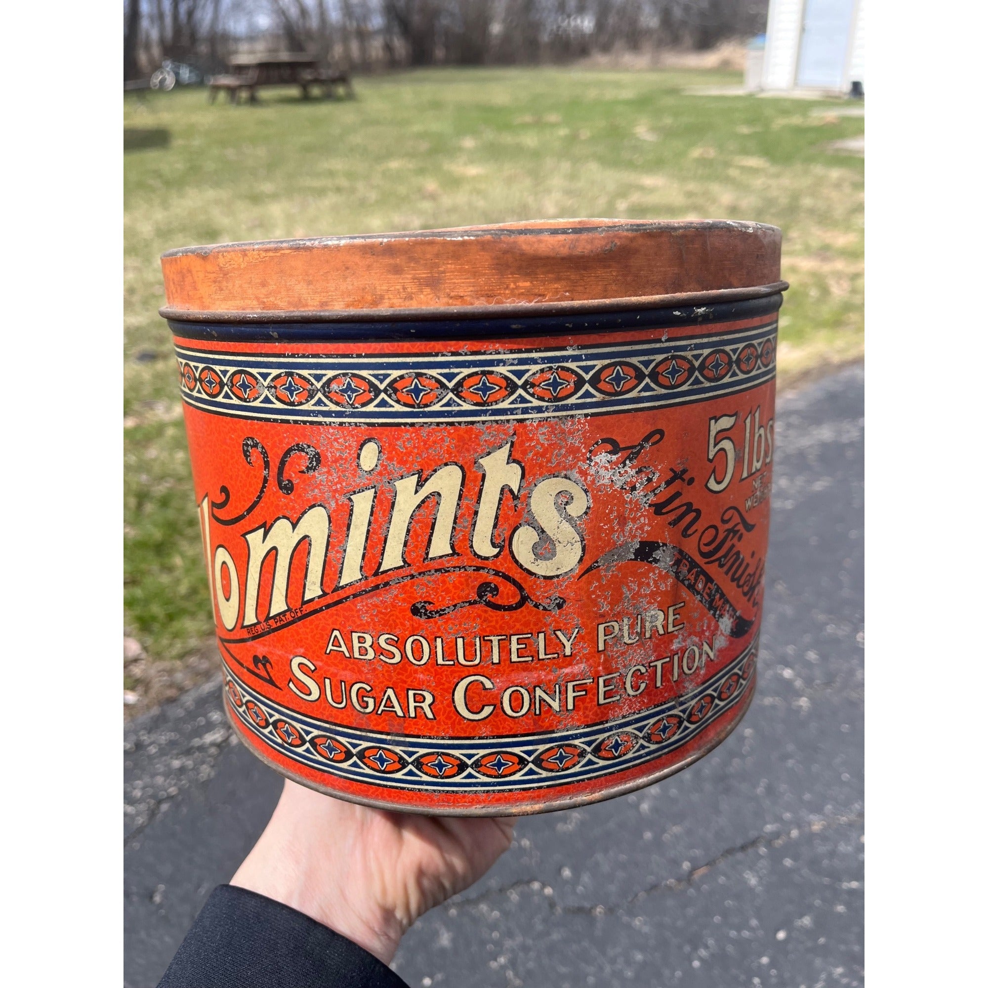 Vintage Mellomints 5lb Candy Tin - Brandle & Smith - Philadelphia PA Advertising
