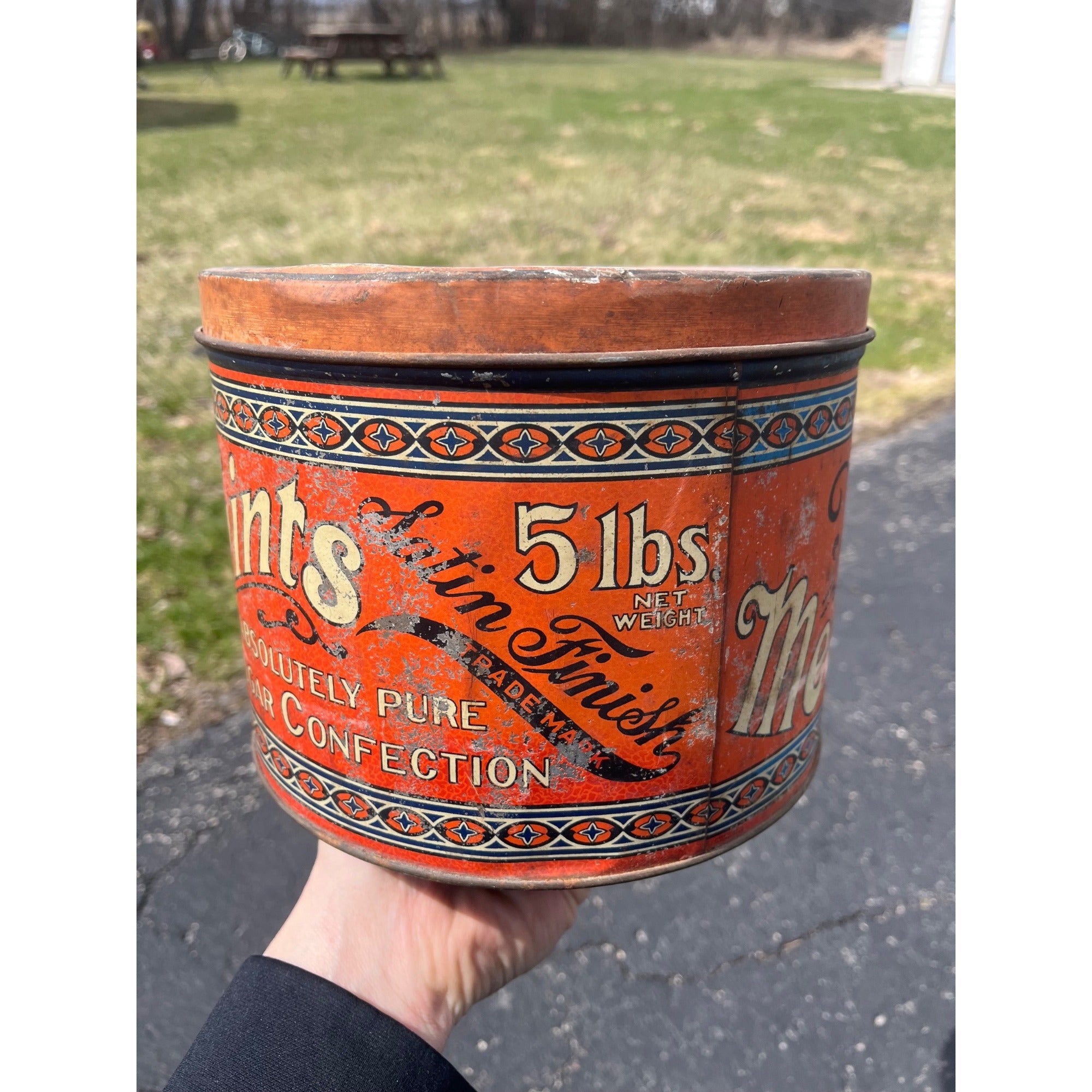 Vintage Mellomints 5lb Candy Tin - Brandle & Smith - Philadelphia PA Advertising
