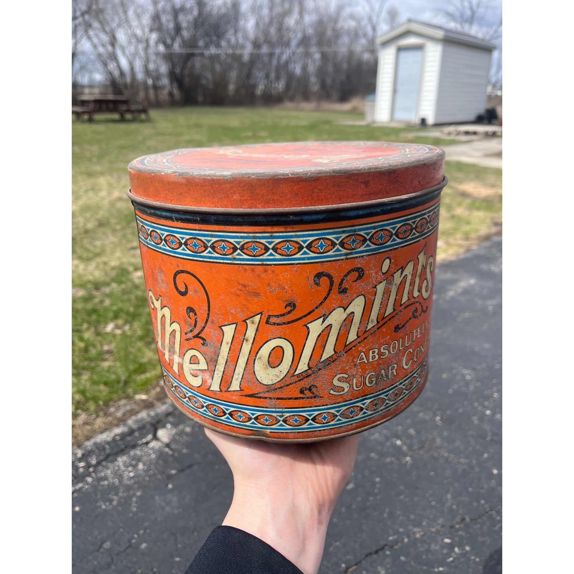 Vintage Mellomints 5lb Candy Tin - Brandle & Smith - Philadelphia PA Advertising