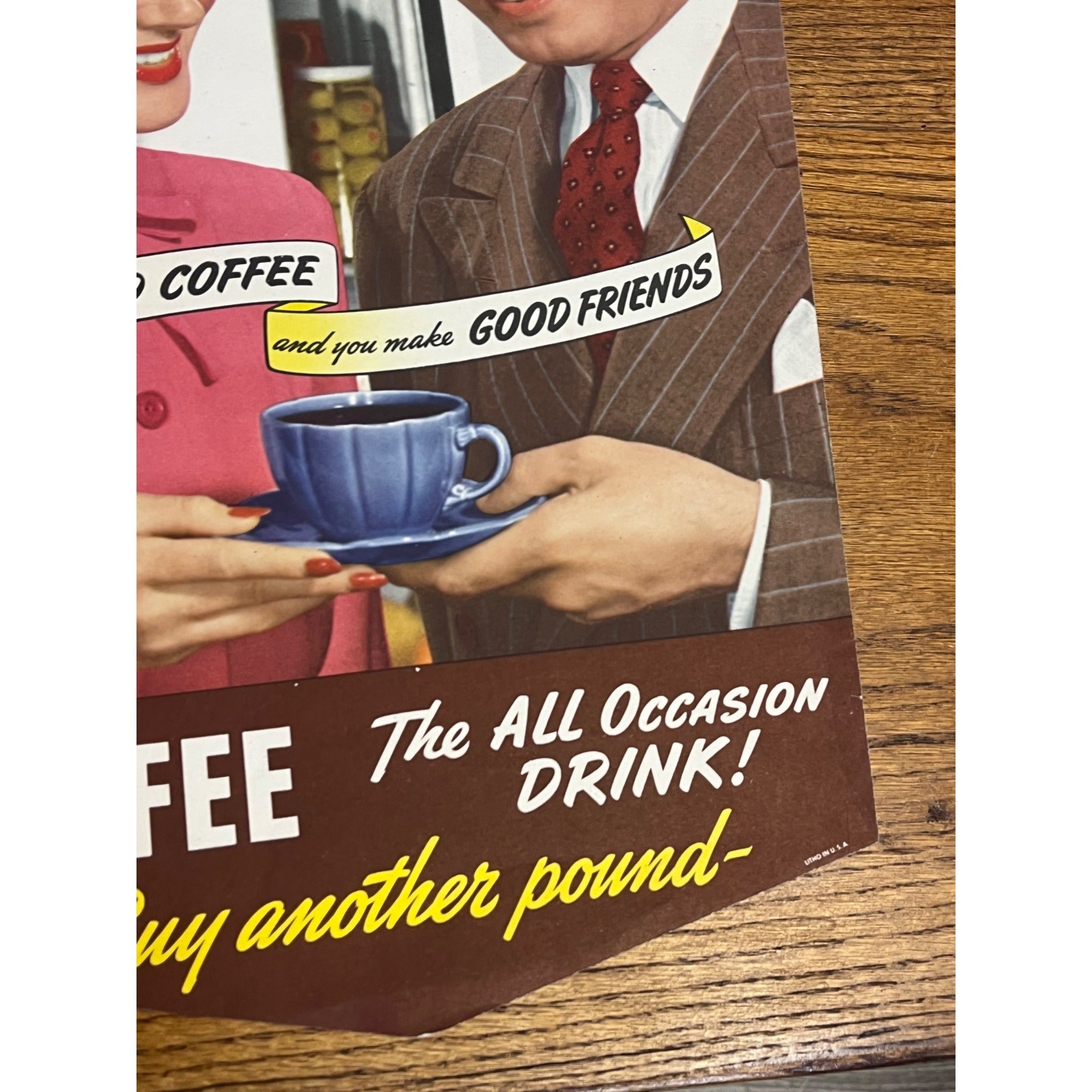 Vintage Gambles Coffee Poster Double Sided Hanger Advertising Store Sign