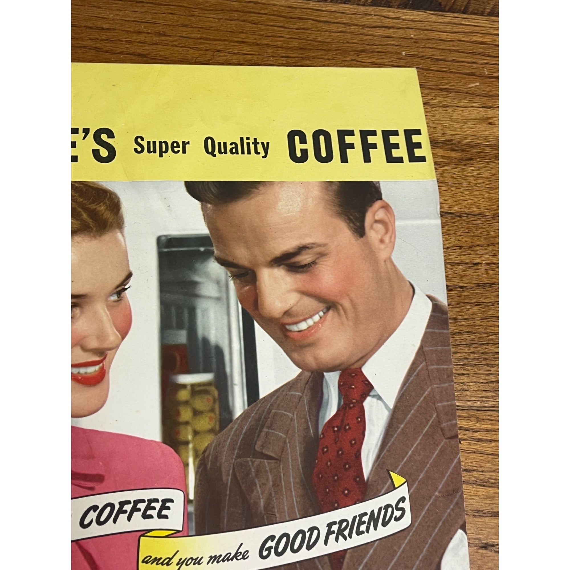 Vintage Gambles Coffee Poster Double Sided Hanger Advertising Store Sign