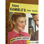 Vintage Gambles Coffee Poster Double Sided Hanger Advertising Store Sign