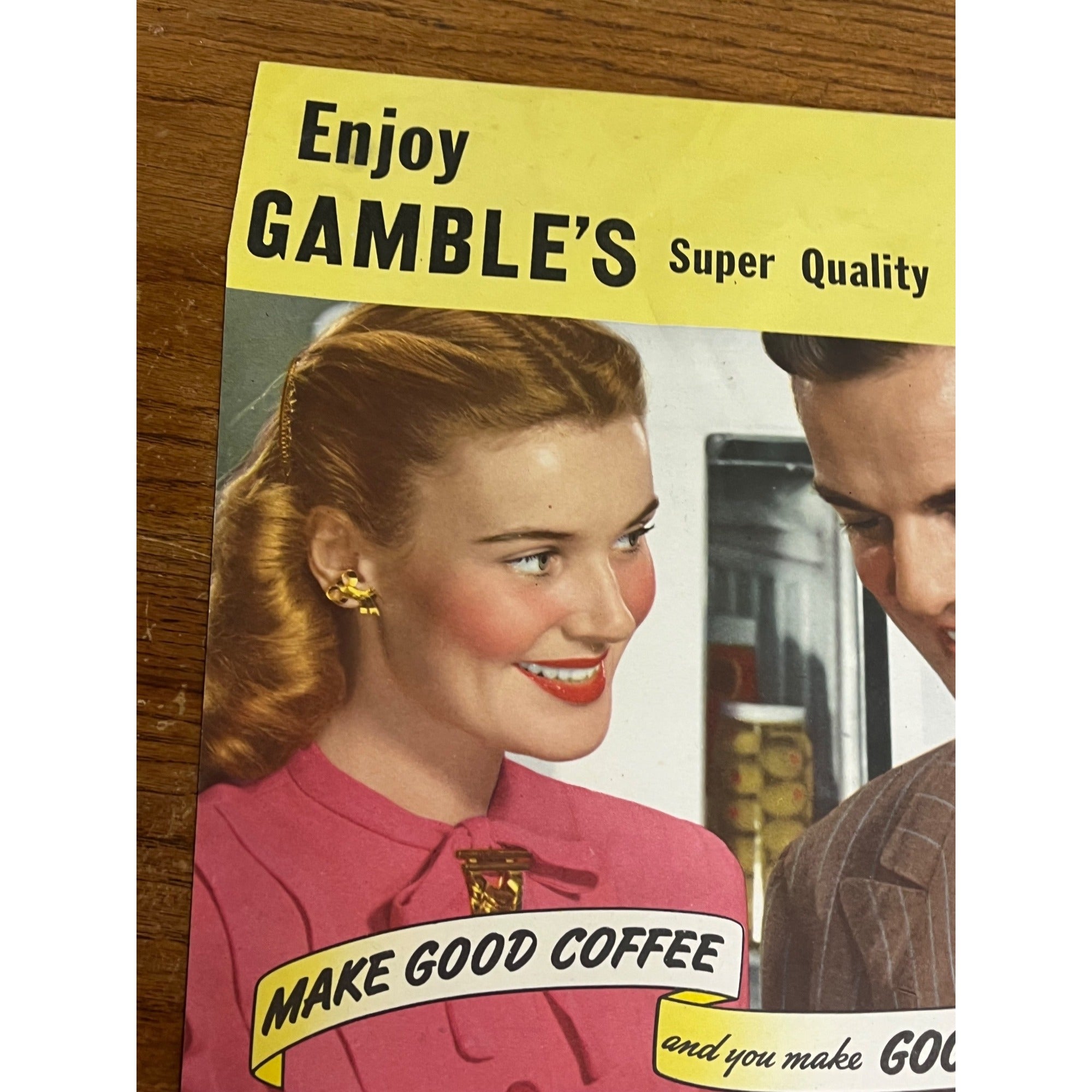 Vintage Gambles Coffee Poster Double Sided Hanger Advertising Store Sign