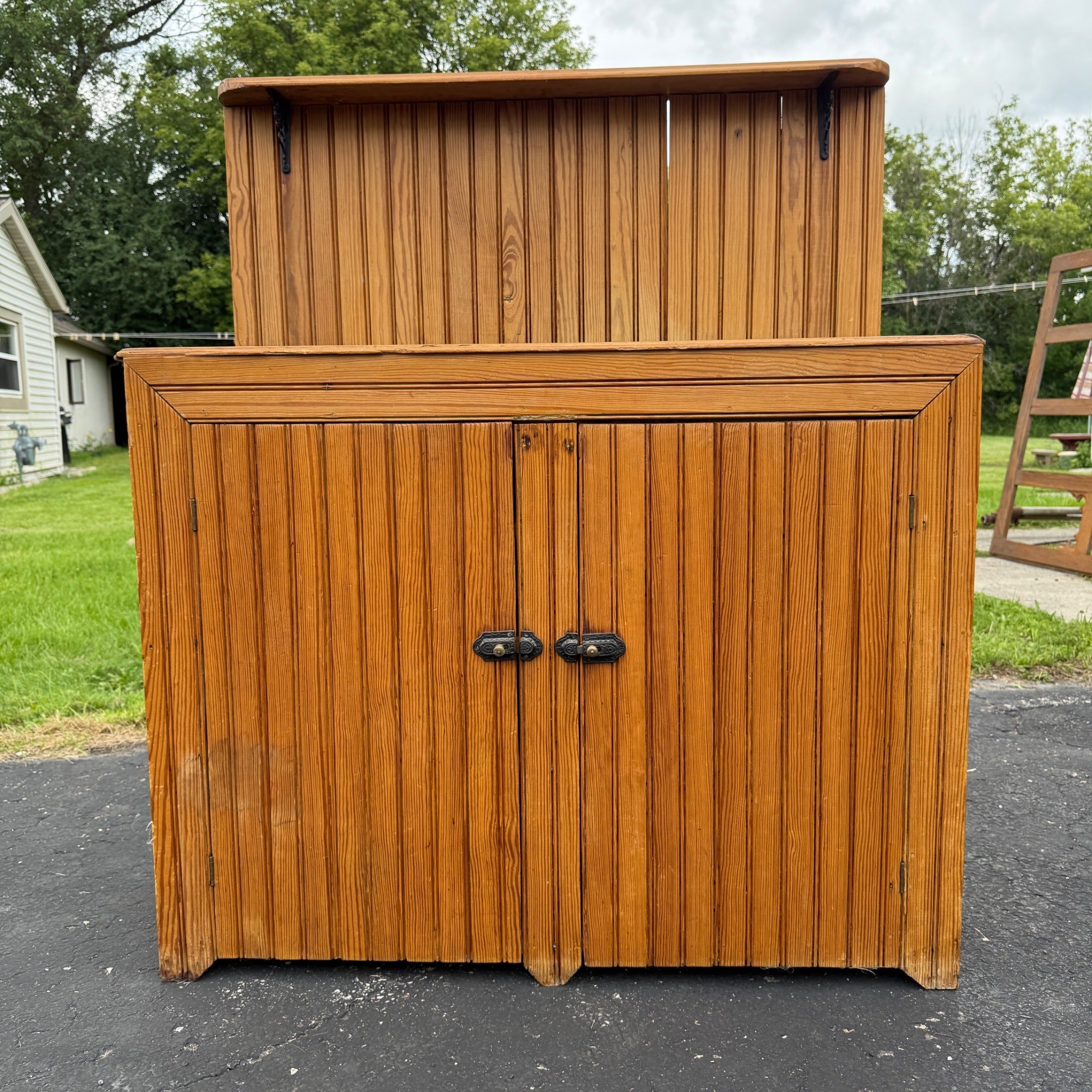 Antique Primitive Wooden Pine Farmhouse Dry Sink