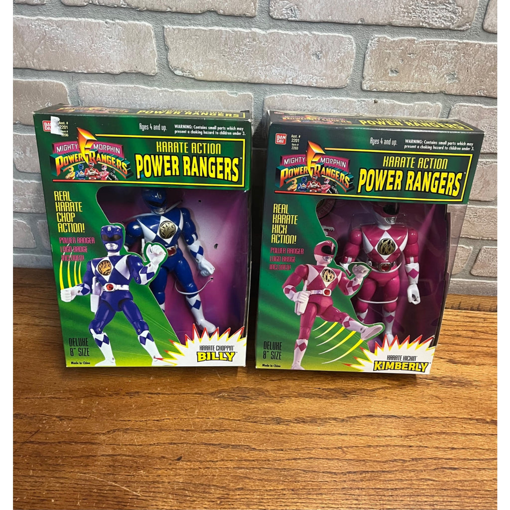 1994 Bandai Power Ranger Karate Action Kimberly PINK & Billy BLUE Figures