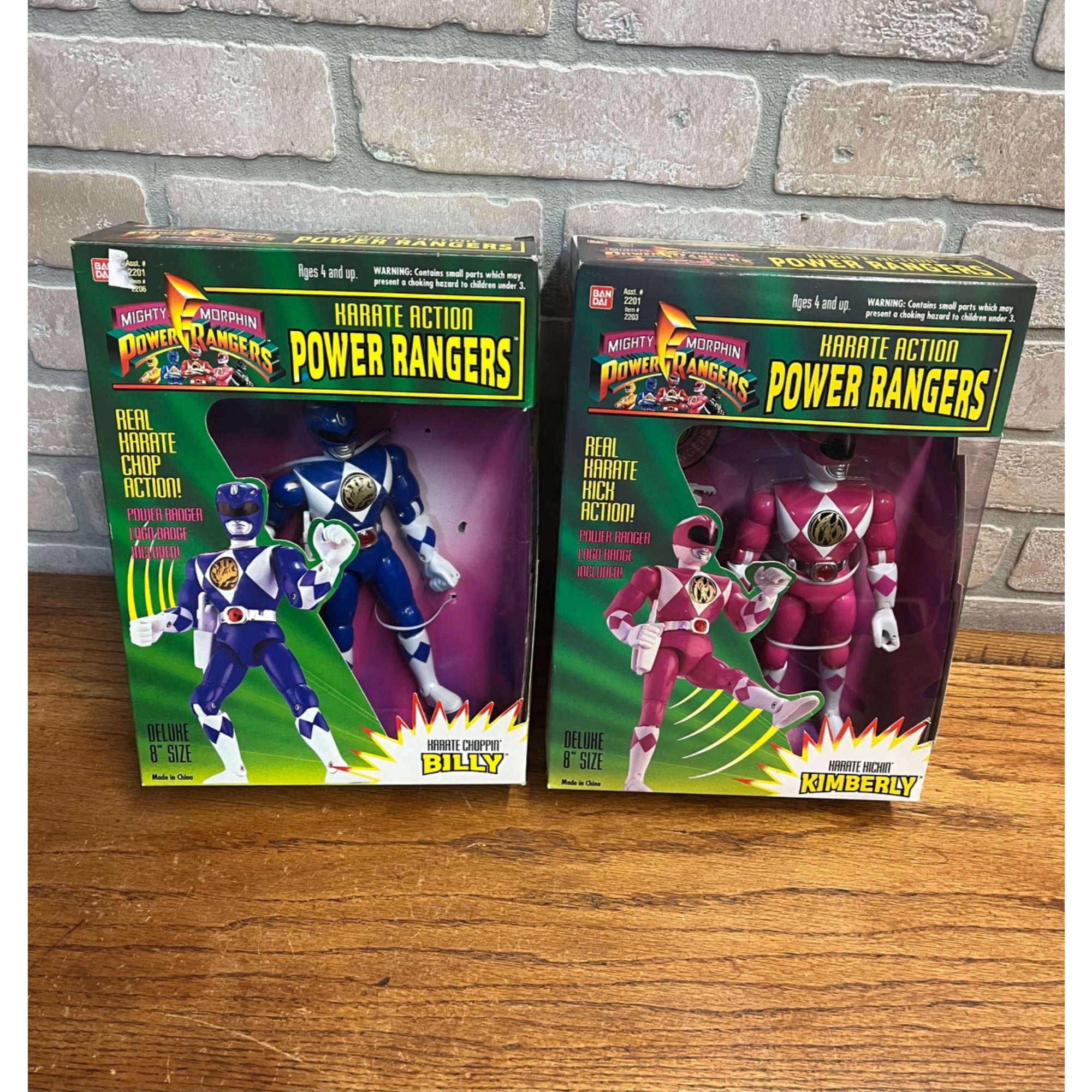1994 Bandai Power Ranger Karate Action Kimberly PINK & Billy BLUE Figures