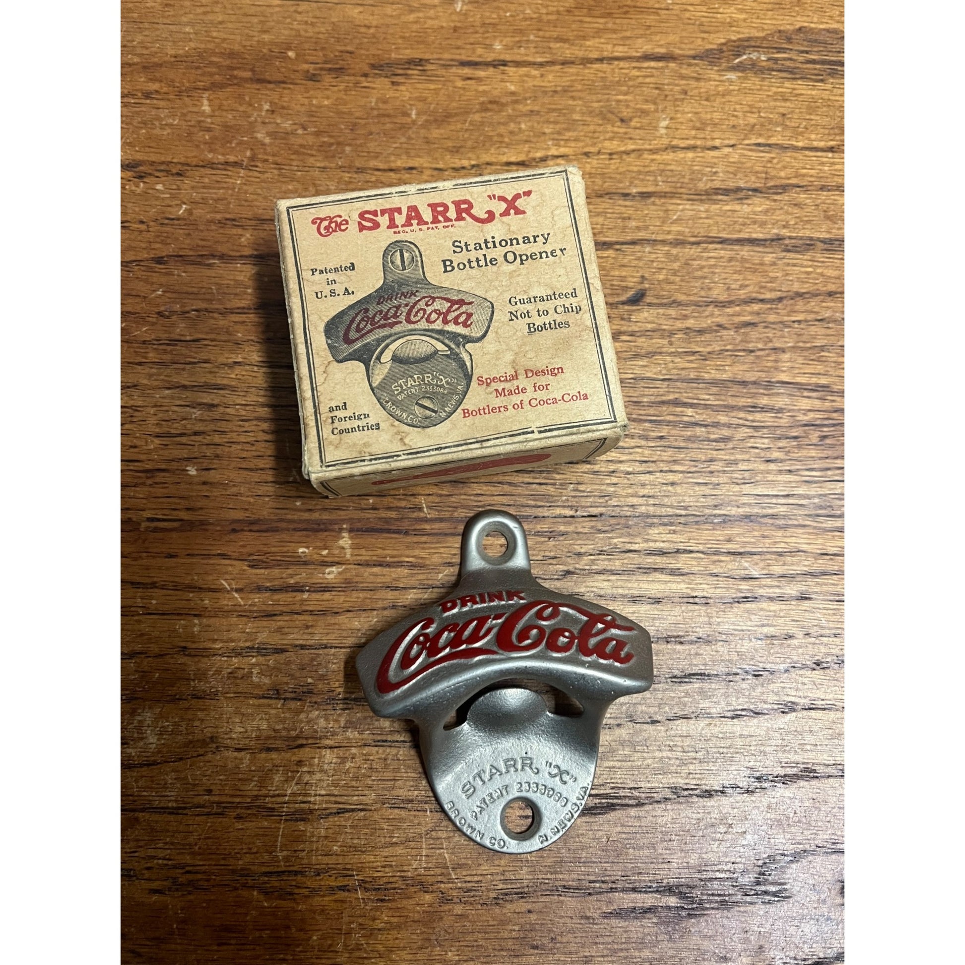 Vintage Starr X Coca Cola Cast Iron Wall Mount Bottle Opener Original Box