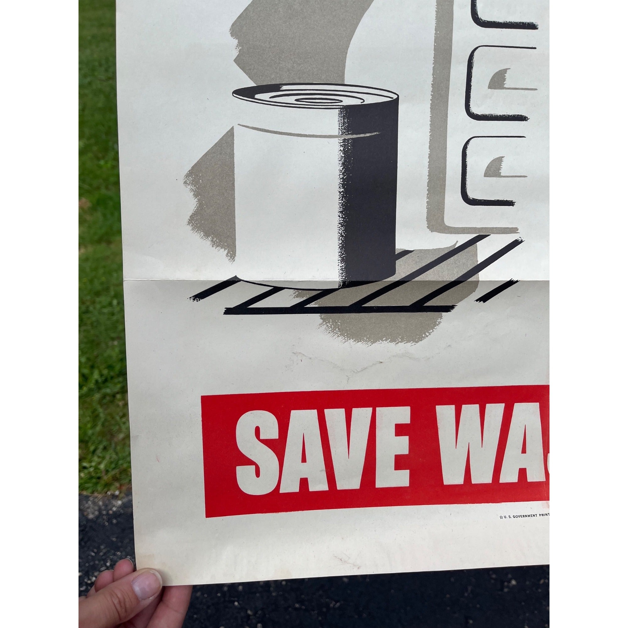 Original WWII Save Waste Fats Homefront US Propaganda Poster WW2 1942 20x28