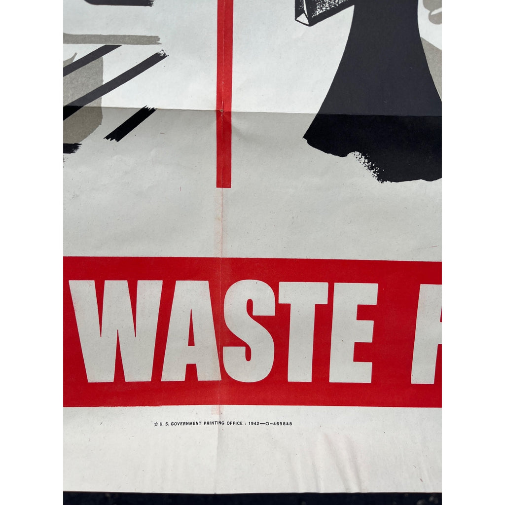 Original WWII Save Waste Fats Homefront US Propaganda Poster WW2 1942 20x28