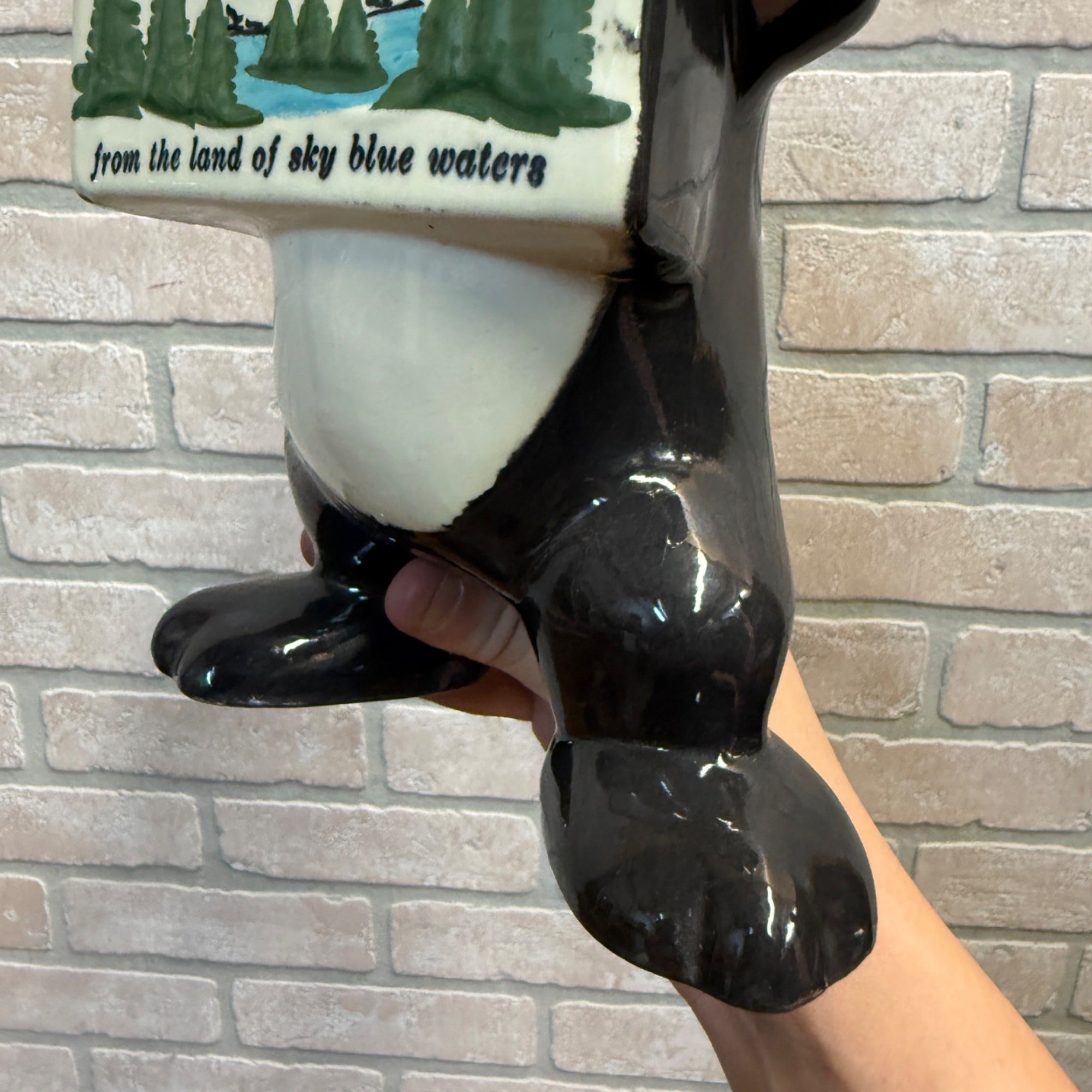 Rare Vintage 1950s Red Wing Pottery Hamm's Beer Bear Figural Ceramic Coin Bank 11.5"
