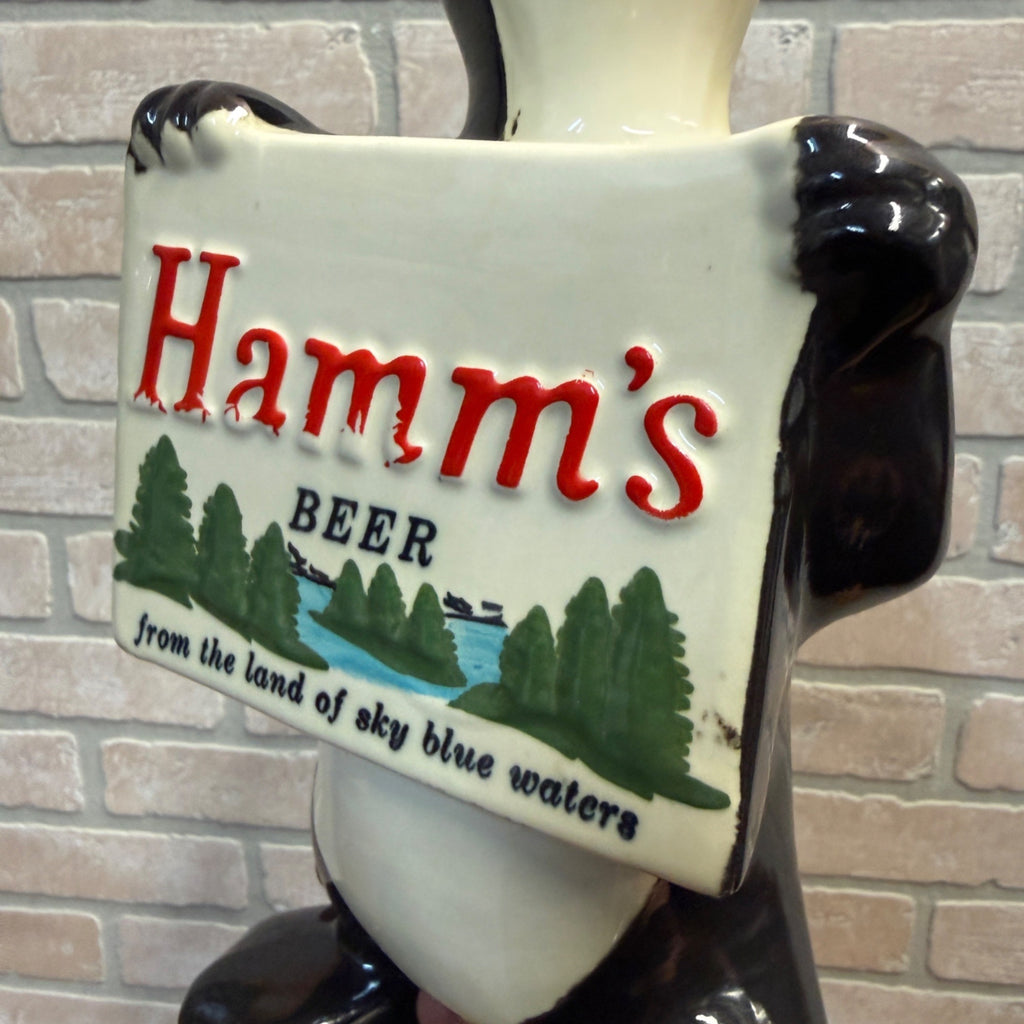 Rare Vintage 1950s Red Wing Pottery Hamm's Beer Bear Figural Ceramic Coin Bank 11.5"