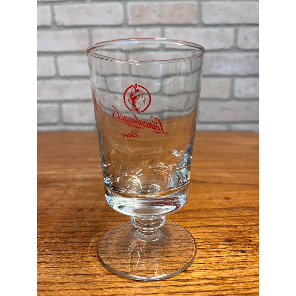 Vintage Leinenkugels Beer Footed Beer Glass Indian Maiden 5.25"