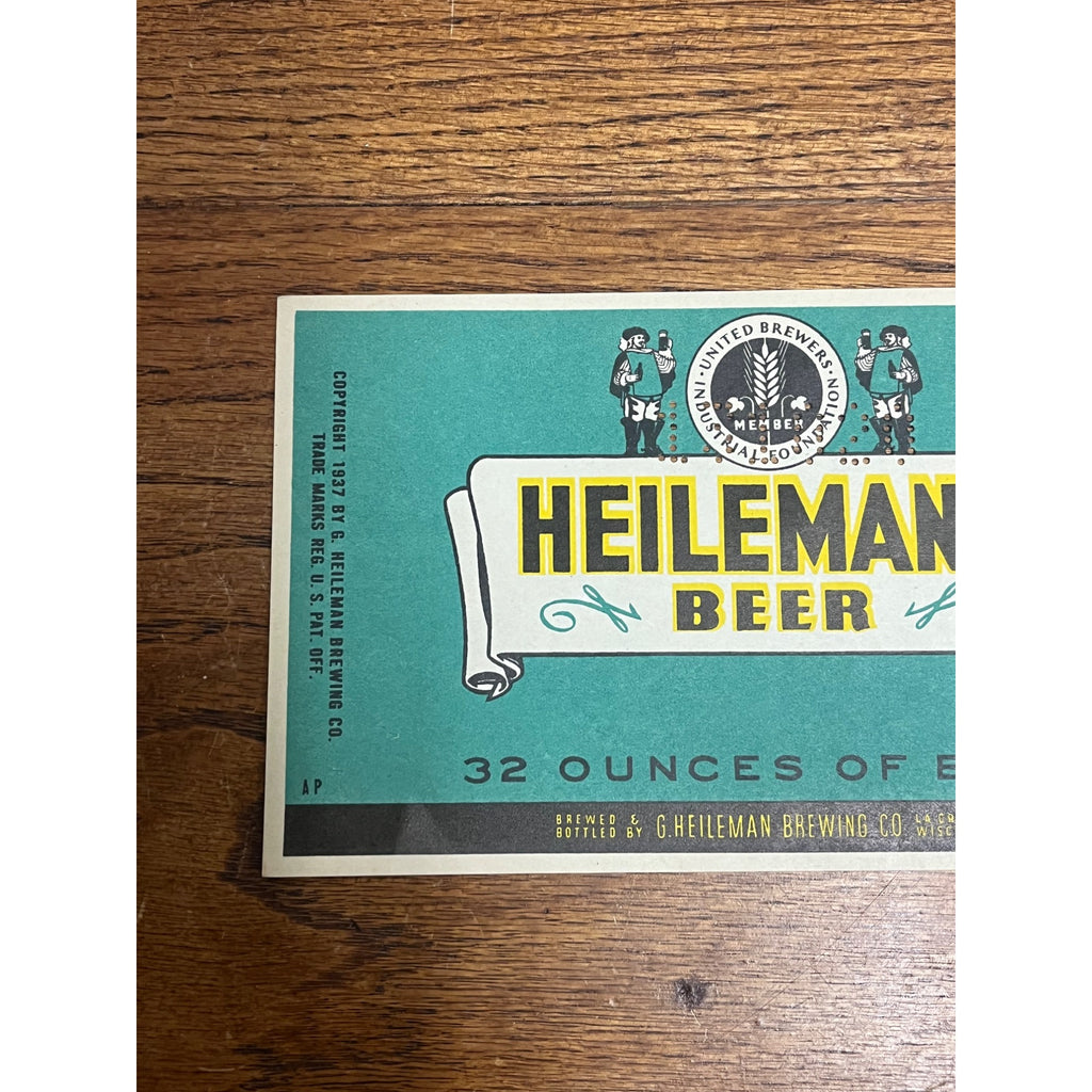 Vintage G. Heileman Brewing Co. LaCrosse Wisconsin IRTP Beer Bottle Label 32oz